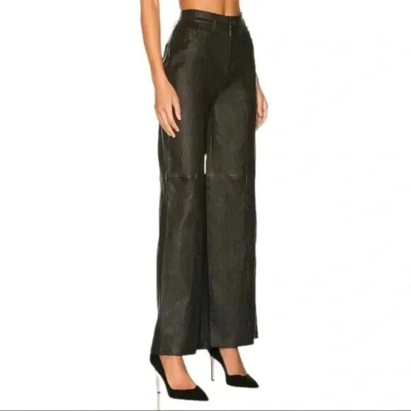 NEW LITA by Ciara - Wanted Wide Leg Leather Pant in Black - Size 28 B52 - Picture 2 of 7